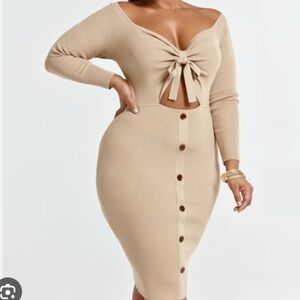 FTF Larissa Tie Front Cut Out Sweater Dress